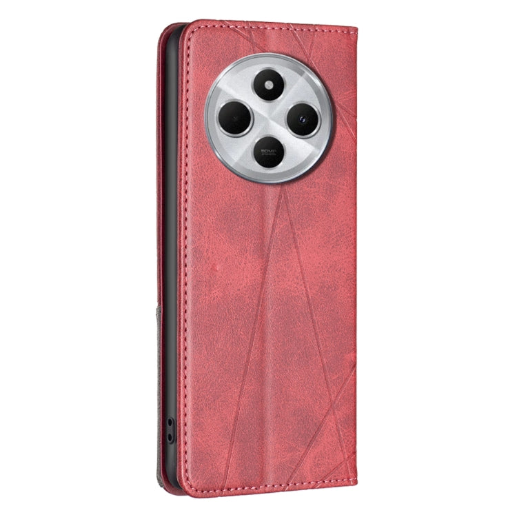 For Redmi 14C 4G Rhombus Texture Magnetic Leather Phone Case