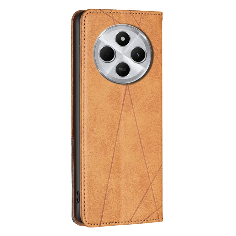 For Redmi 14C 4G Rhombus Texture Magnetic Leather Phone Case