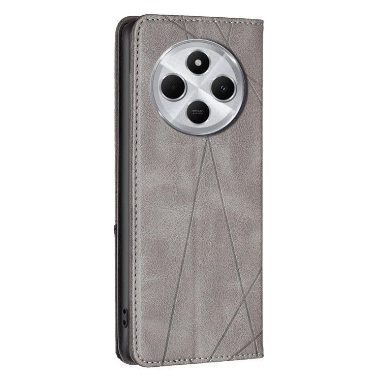For Redmi 14C 4G Rhombus Texture Magnetic Leather Phone Case