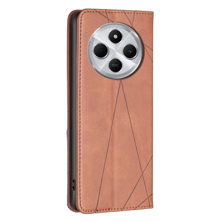 For Redmi 14C 4G Rhombus Texture Magnetic Leather Phone Case