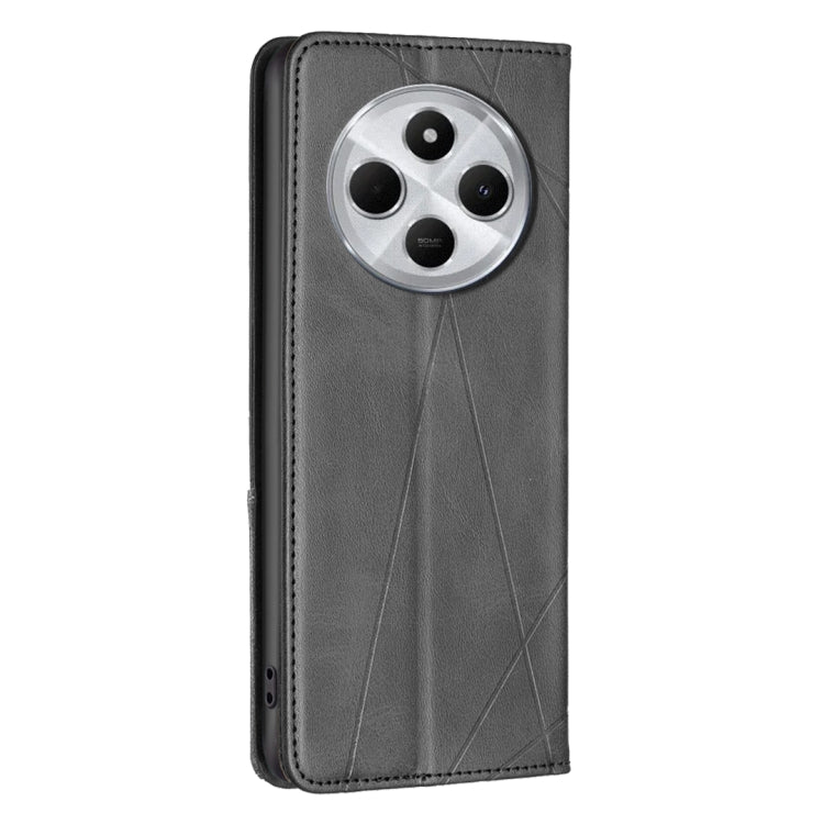 For Redmi 14C 4G Rhombus Texture Magnetic Leather Phone Case