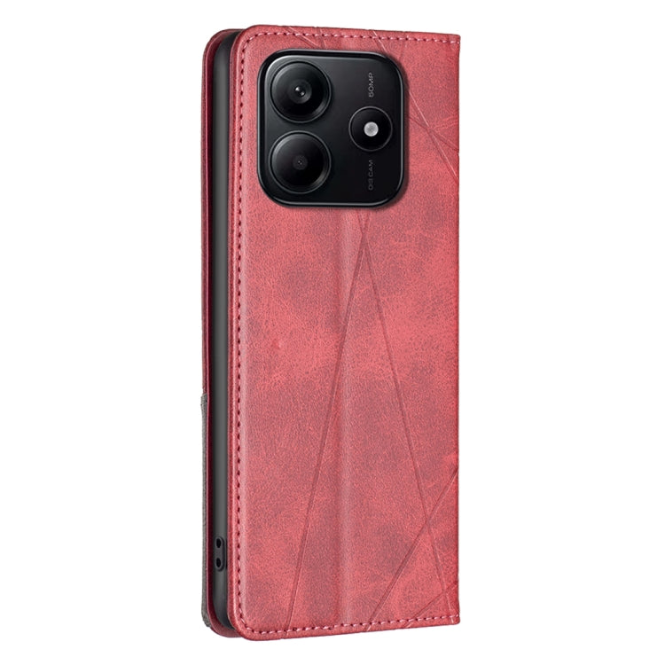 For Redmi Note 14 5G Rhombus Texture Magnetic Leather Phone Case