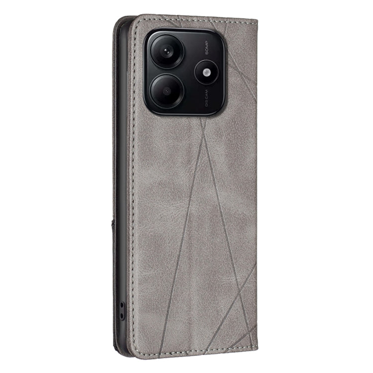 For Redmi Note 14 5G Rhombus Texture Magnetic Leather Phone Case