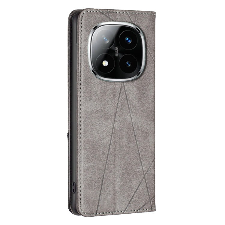 For Redmi Note 14 Pro 5G / Note 14 Pro+ 5G Rhombus Texture Magnetic Leather Phone Case