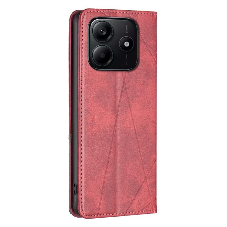 For Redmi Note 14 4G 163.25mm Rhombus Texture Magnetic Leather Phone Case