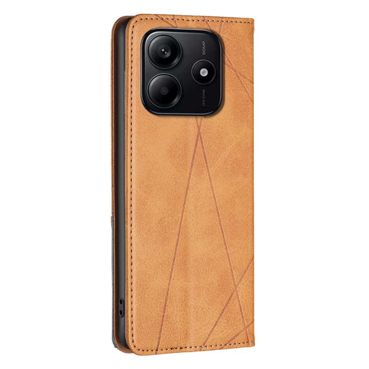 For Redmi Note 14 4G 163.25mm Rhombus Texture Magnetic Leather Phone Case