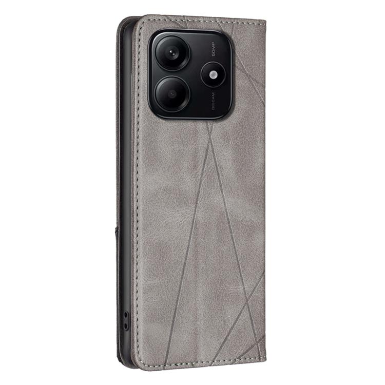 For Redmi Note 14 4G 163.25mm Rhombus Texture Magnetic Leather Phone Case