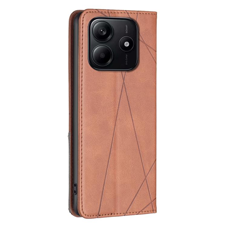 For Redmi Note 14 4G 163.25mm Rhombus Texture Magnetic Leather Phone Case