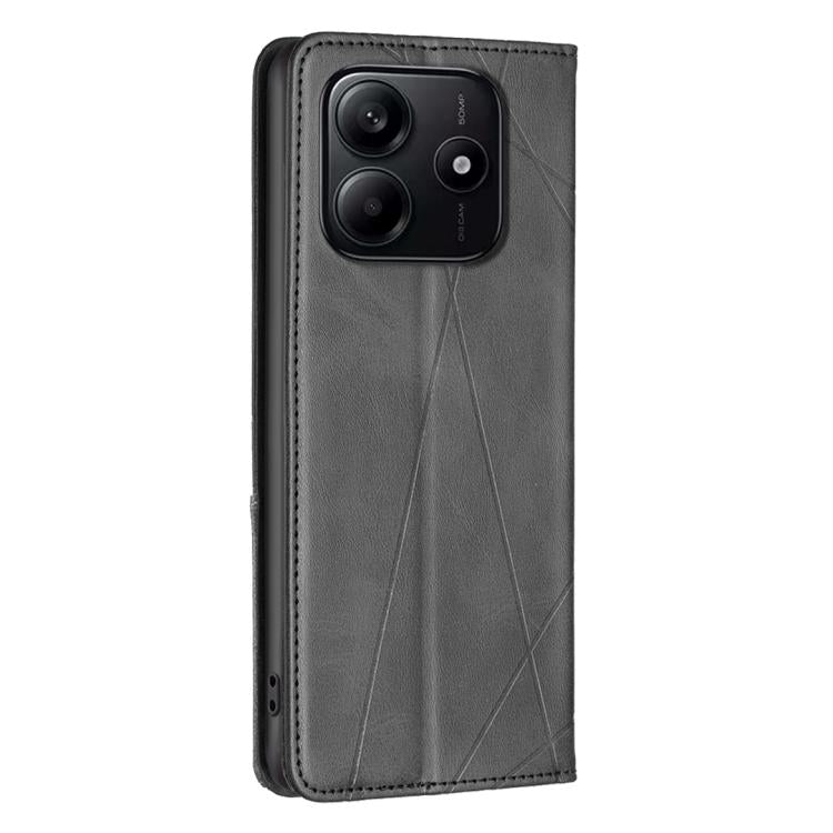 For Redmi Note 14 4G 163.25mm Rhombus Texture Magnetic Leather Phone Case