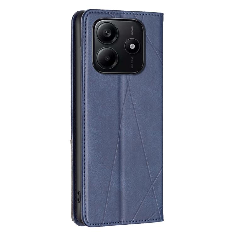 For Redmi Note 14 4G 163.25mm Rhombus Texture Magnetic Leather Phone Case