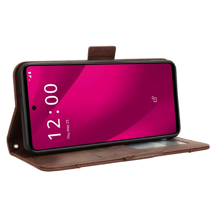 For T-Mobile Revvl 7 Pro 5G Skin Feel Calf Texture Card Slots Leather Phone Case
