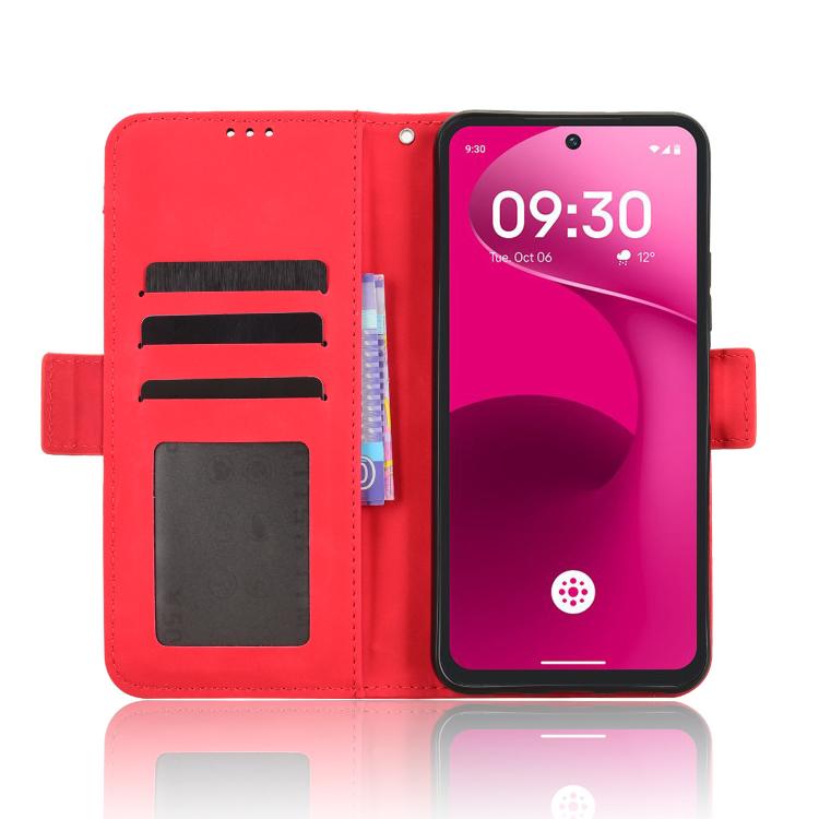 For T-Mobile Revvl 8 Pro 5G Skin Feel Calf Texture Card Slots Leather Phone Case