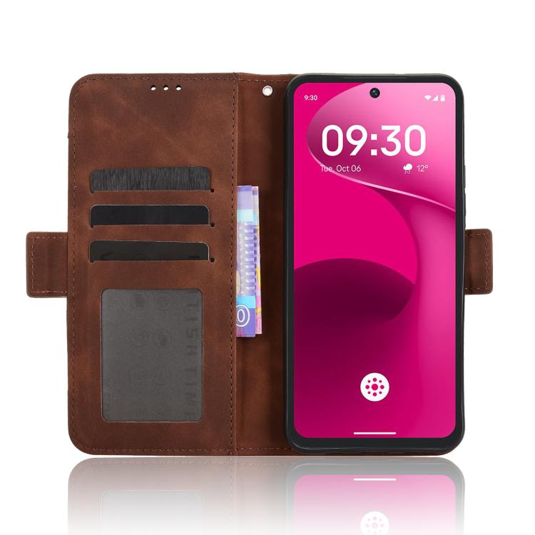 For T-Mobile Revvl 8 Pro 5G Skin Feel Calf Texture Card Slots Leather Phone Case