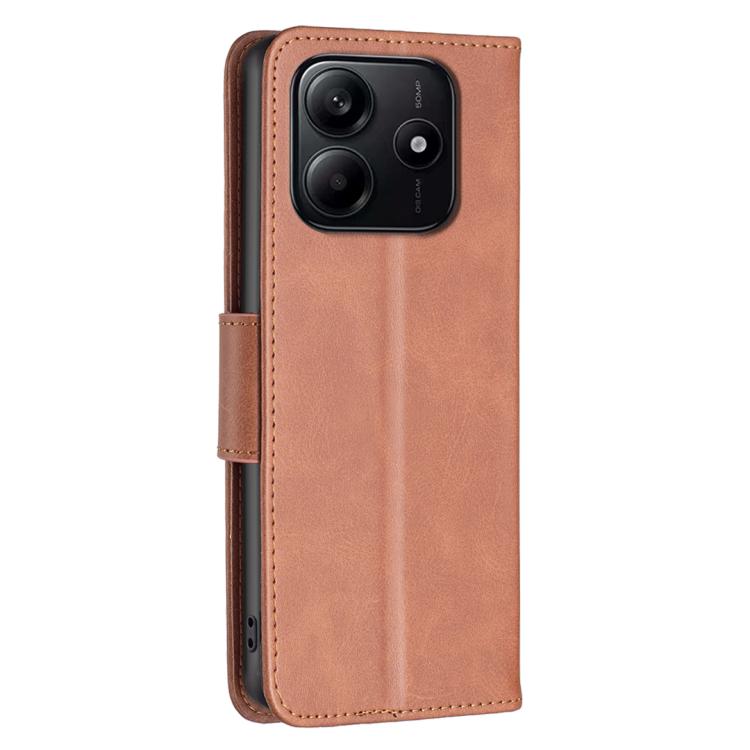 For Redmi Note 14 4G 163.25mm Lambskin Texture Pure Color Flip Leather Phone Case