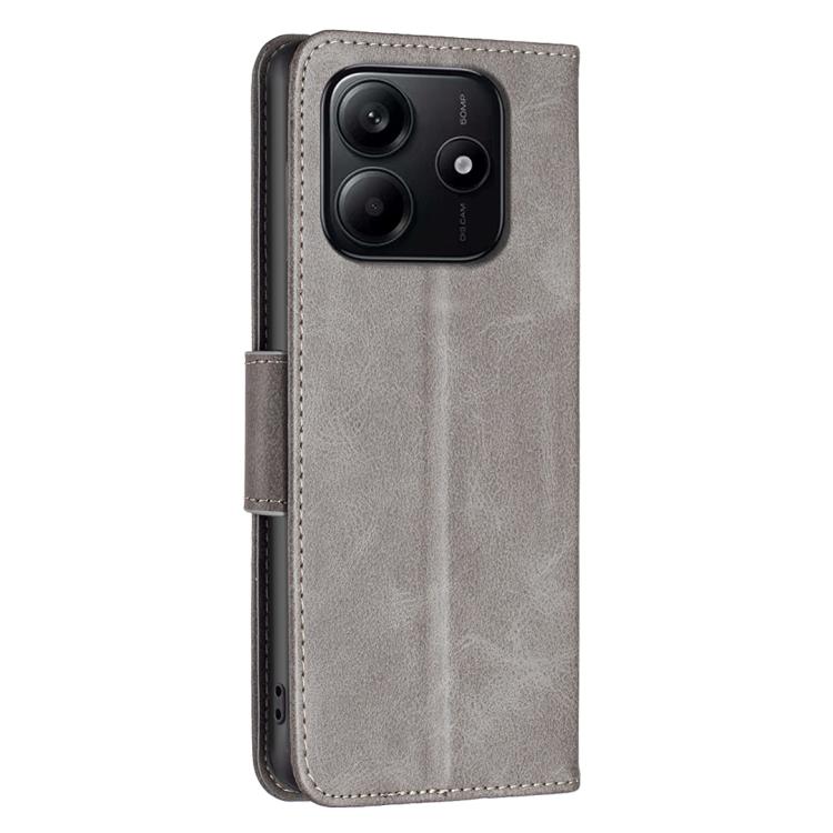 For Redmi Note 14 4G 163.25mm Lambskin Texture Pure Color Flip Leather Phone Case