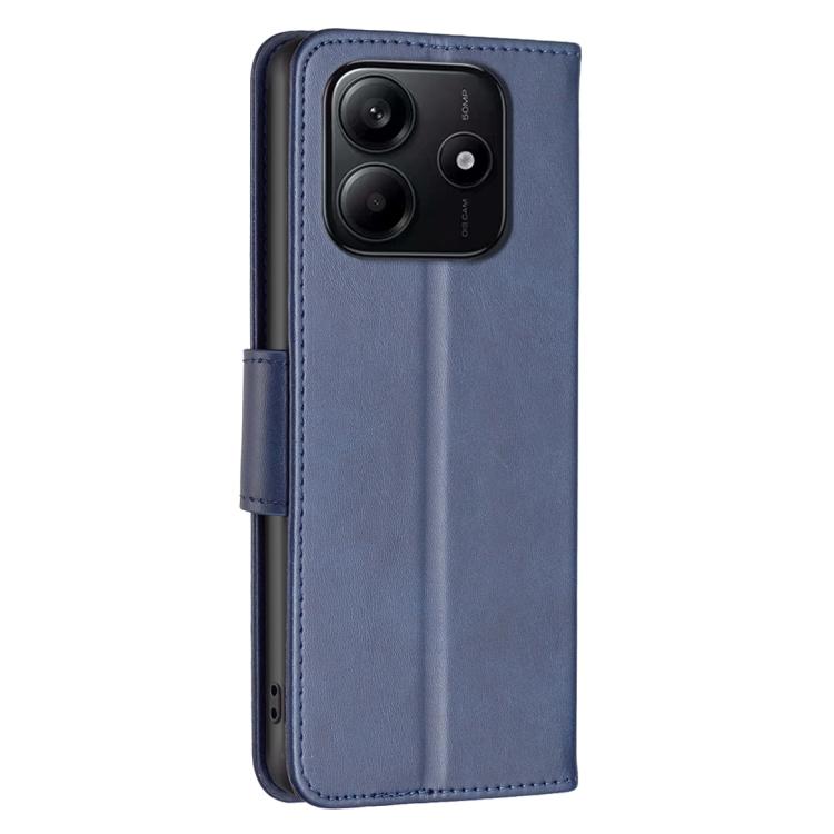 For Redmi Note 14 4G 163.25mm Lambskin Texture Pure Color Flip Leather Phone Case