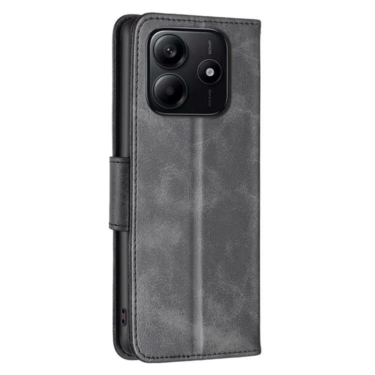 For Redmi Note 14 4G 163.25mm Lambskin Texture Pure Color Flip Leather Phone Case