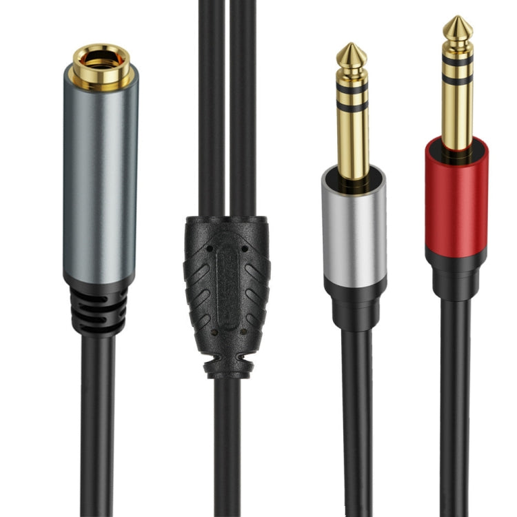 5m Gold Plated 6.35mm Female to 2 x 6.35mm Male Stereo Audio Adapter Y Splitter Cable - Black