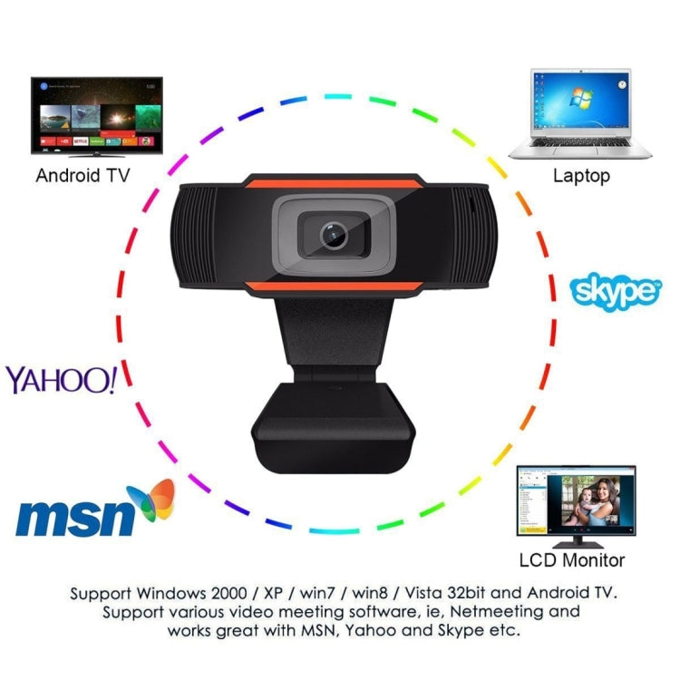 1080P 30fps HD Computer Camera Integrated Microphone USB Web Cam - Black