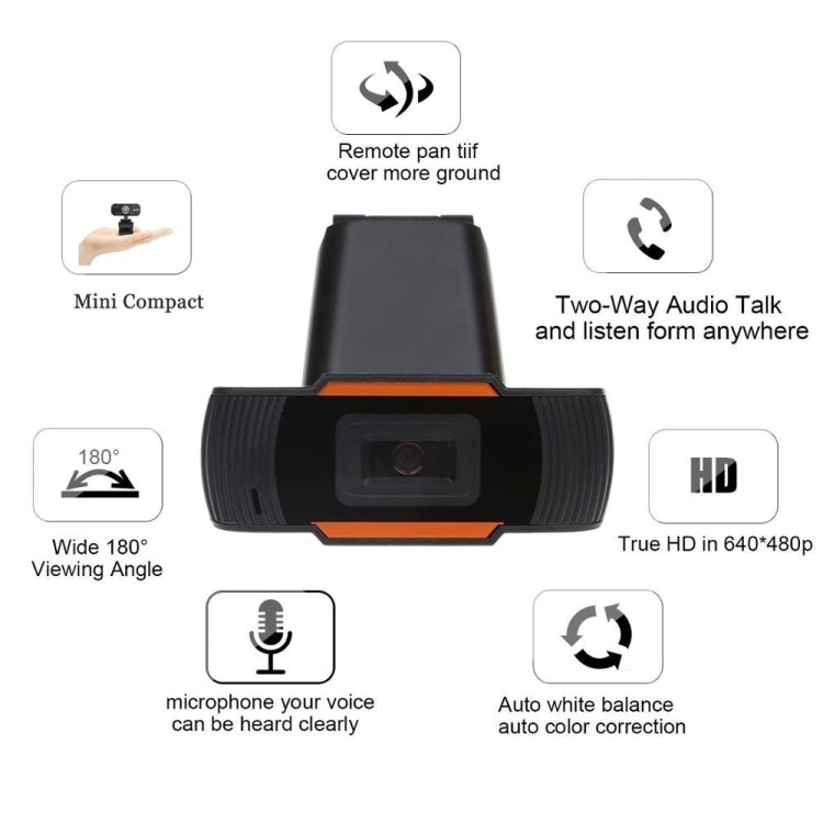 1080P 25fps HD Computer Camera Integrated Microphone USB Web Cam - Black
