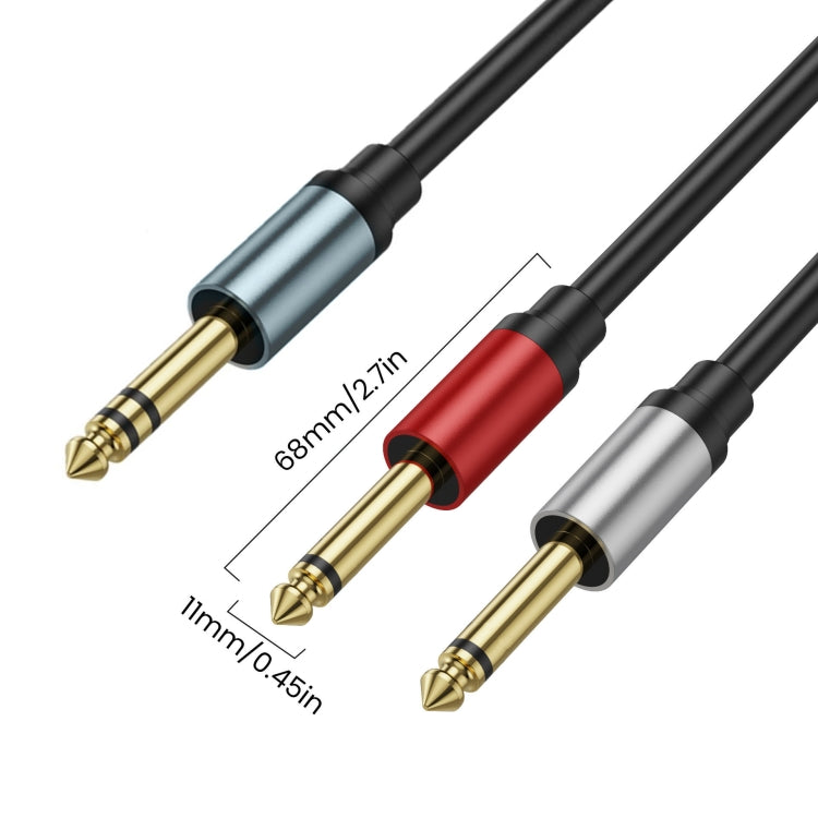 0.3m Gold Plated 6.35mm Male Dual Sound TRS Stereo to 2 x 6.35mm Male TS Mono Y Splitter Adapter Audio Cable - Black