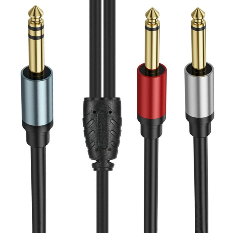 3m Gold Plated 6.35mm Male Dual Sound TRS Stereo to 2 x 6.35mm Male TS Mono Y Splitter Adapter Audio Cable - Black