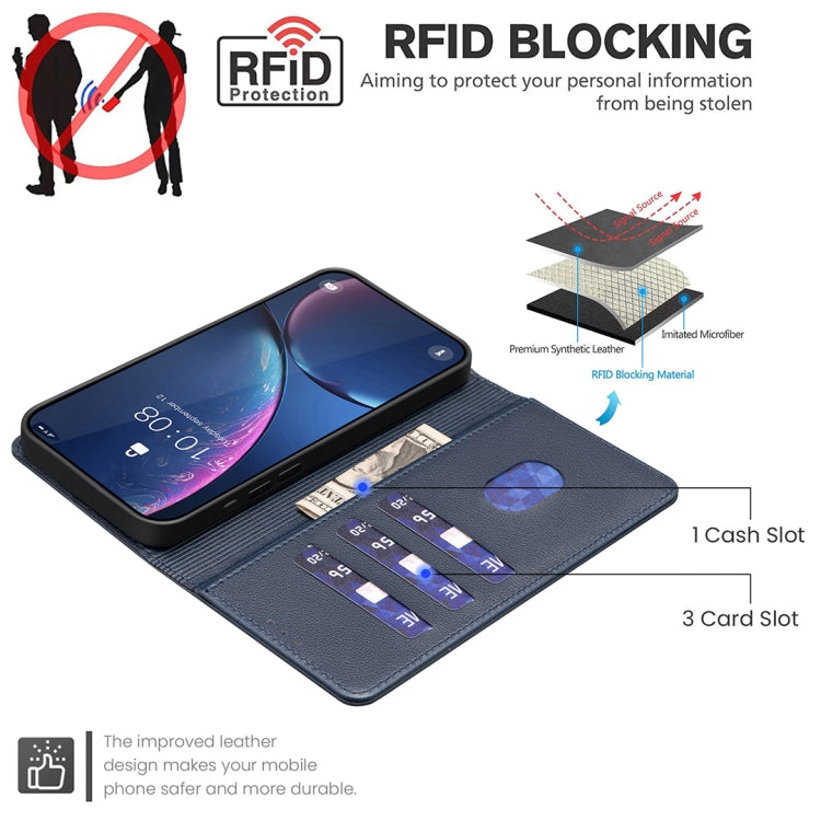 For Redmi Note 14 5G Litchi Texture RFID Anti-theft Leather Phone Case