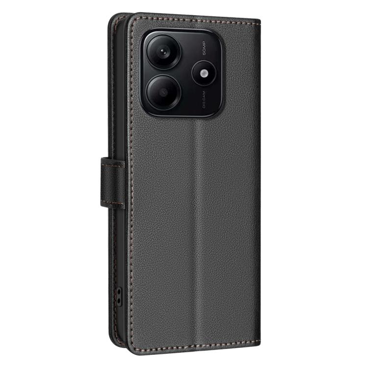 For Redmi Note 14 4G 163.25mm Litchi Texture RFID Anti-theft Leather Phone Case