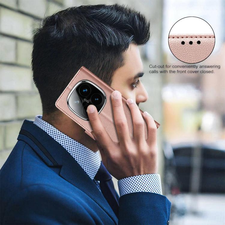 For Redmi Note 14 Pro 4G Litchi Texture RFID Anti-theft Leather Phone Case