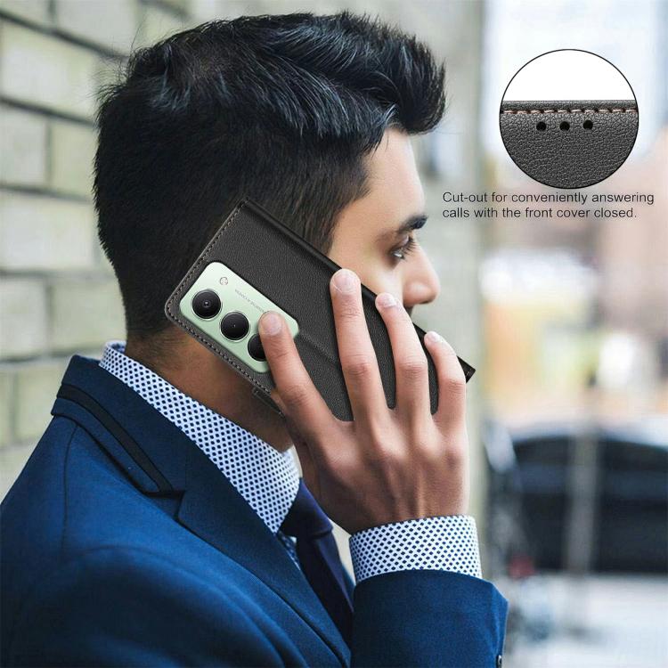 For Redmi 15 5G Global / 15 4G SEA 169.5mm Litchi Texture RFID Anti-theft Leather Phone Case