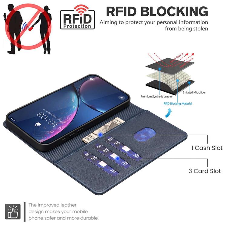For Redmi 15a 5G Litchi Texture RFID Anti-theft Leather Phone Case
