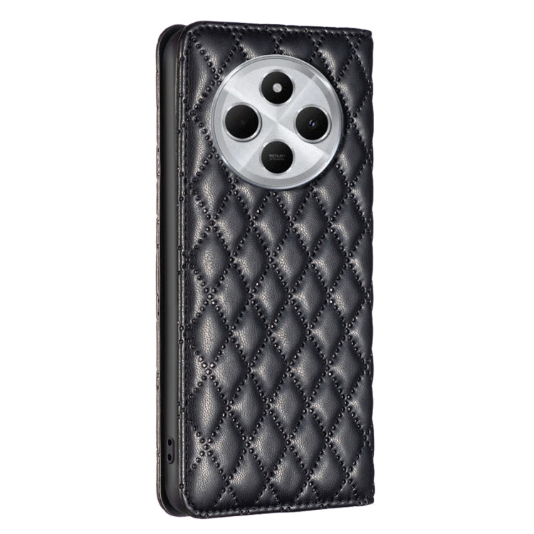 For Redmi 14C 4G Diamond Lattice Magnetic Leather Flip Phone Case