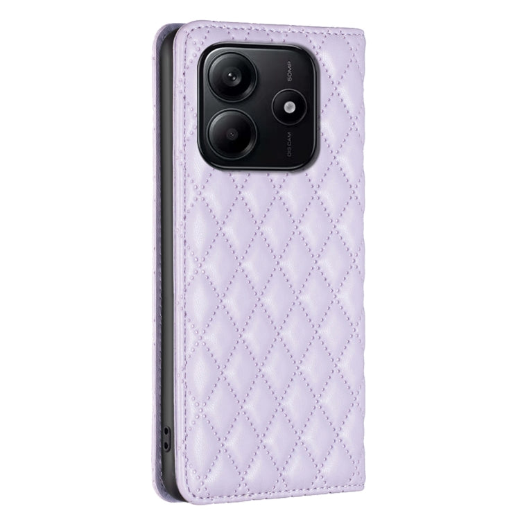 For Redmi Note 14 5G Diamond Lattice Magnetic Leather Flip Phone Case