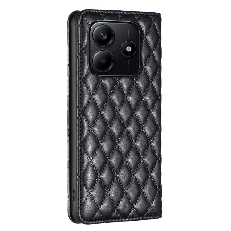 For Redmi Note 14 5G Diamond Lattice Magnetic Leather Flip Phone Case