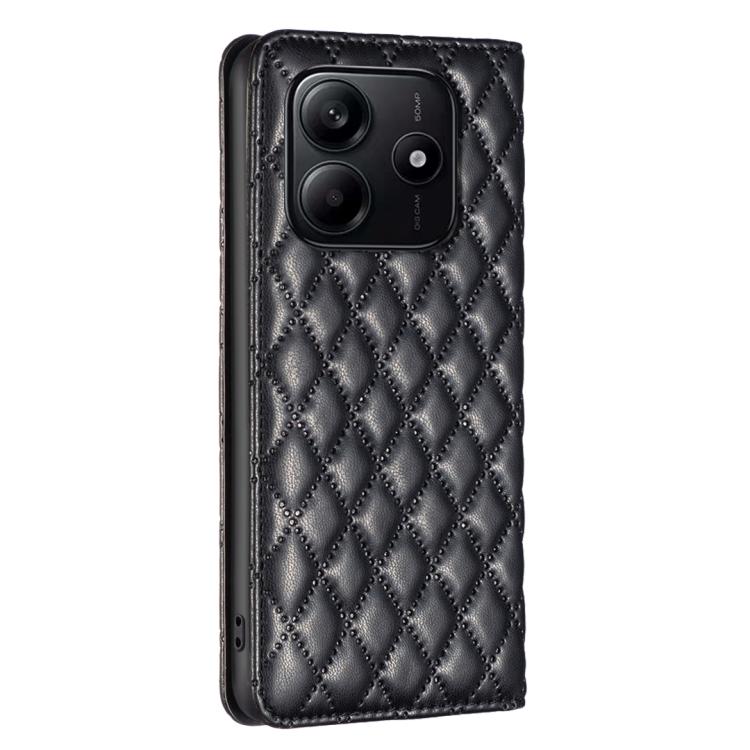 For Redmi Note 14 4G 163.25mm Diamond Lattice Magnetic Leather Flip Phone Case