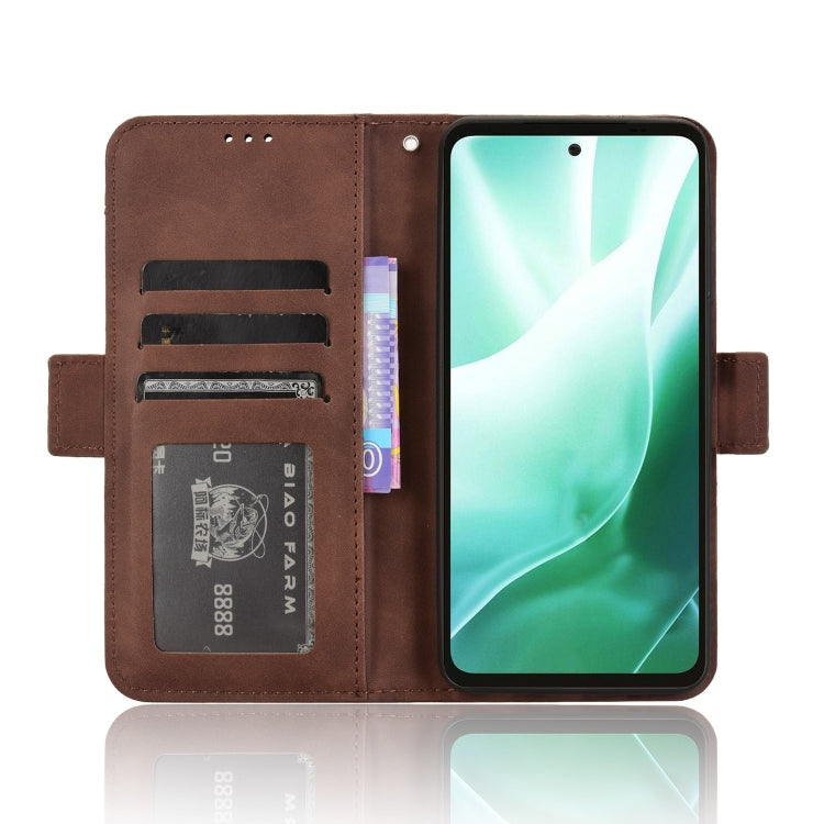 For Fujitsu Arrows We2 Plus Skin Feel Calf Texture Card Slots Leather Phone Case