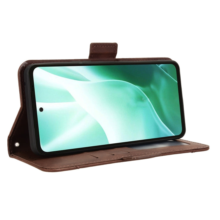 For Fujitsu Arrows We2 Plus Skin Feel Calf Texture Card Slots Leather Phone Case
