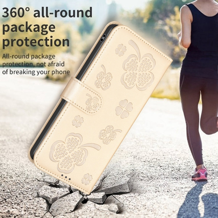 For Redmi Note 14 5G Four-leaf Embossed Leather Phone Case