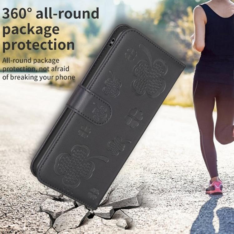 For Redmi Note 14 4G 163.25mm Four-leaf Embossed Leather Phone Case