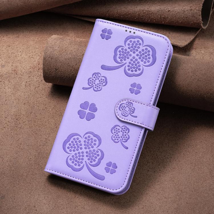 For Redmi Note 14 Pro 4G Four-leaf Embossed Leather Phone Case