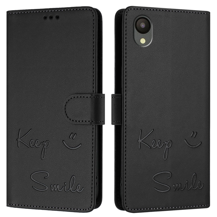 For Samsung Galaxy A04 Core / A03 Core Smile Embossing RFID Leather Phone Case