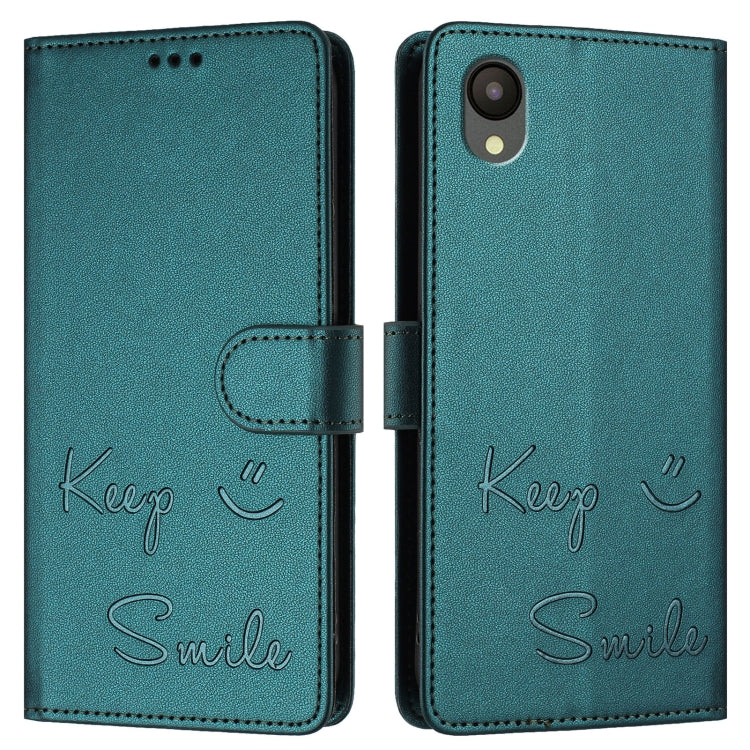For Samsung Galaxy A04 Core / A03 Core Smile Embossing RFID Leather Phone Case