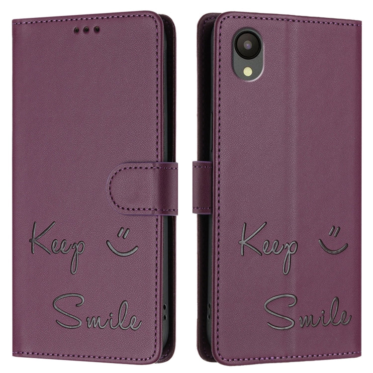 For Samsung Galaxy A04 Core / A03 Core Smile Embossing RFID Leather Phone Case