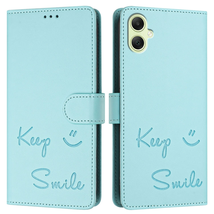For Samsung Galaxy A05 4G Global Smile Embossing RFID Leather Phone Case