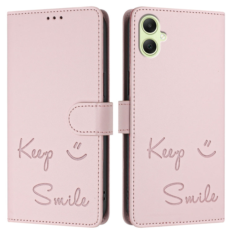 For Samsung Galaxy A05 4G Global Smile Embossing RFID Leather Phone Case