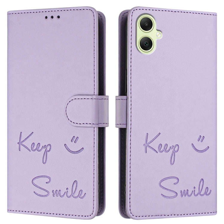 For Samsung Galaxy A05 4G Global Smile Embossing RFID Leather Phone Case