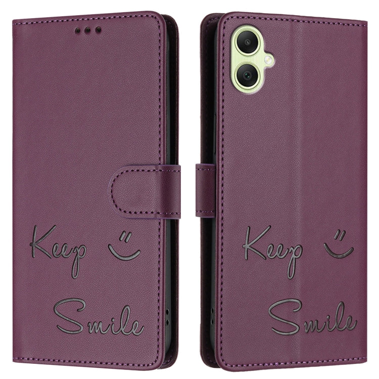 For Samsung Galaxy A05 4G Global Smile Embossing RFID Leather Phone Case