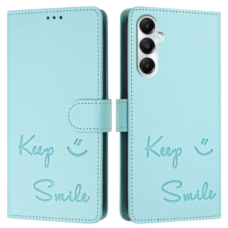 For Samsung Galaxy A05s 4G Global Smile Embossing RFID Leather Phone Case