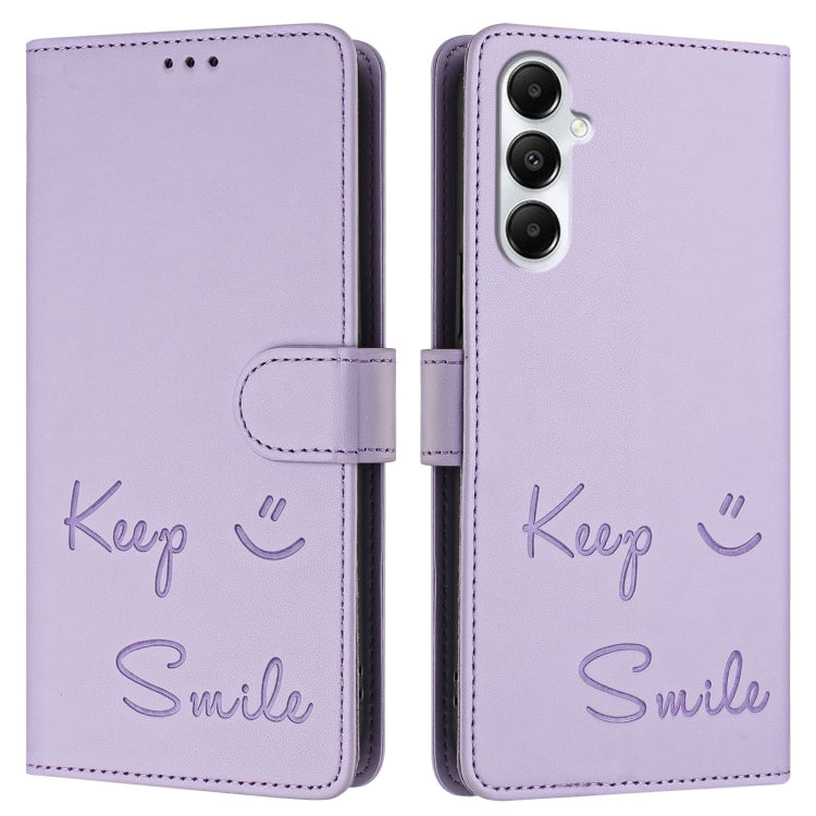 For Samsung Galaxy A05s 4G Global Smile Embossing RFID Leather Phone Case