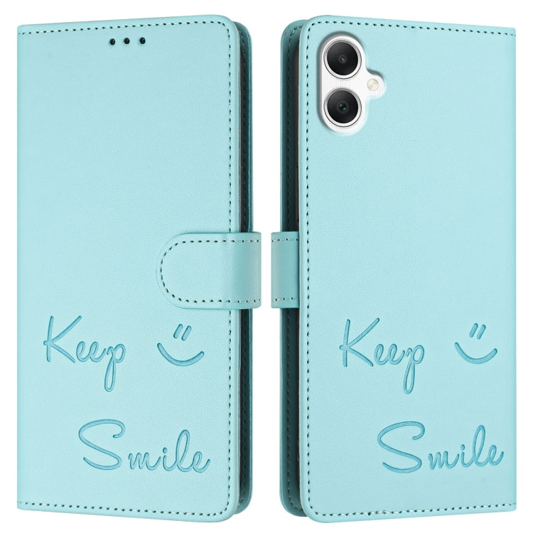 For Samsung Galaxy A06 4G Smile Embossing RFID Leather Phone Case